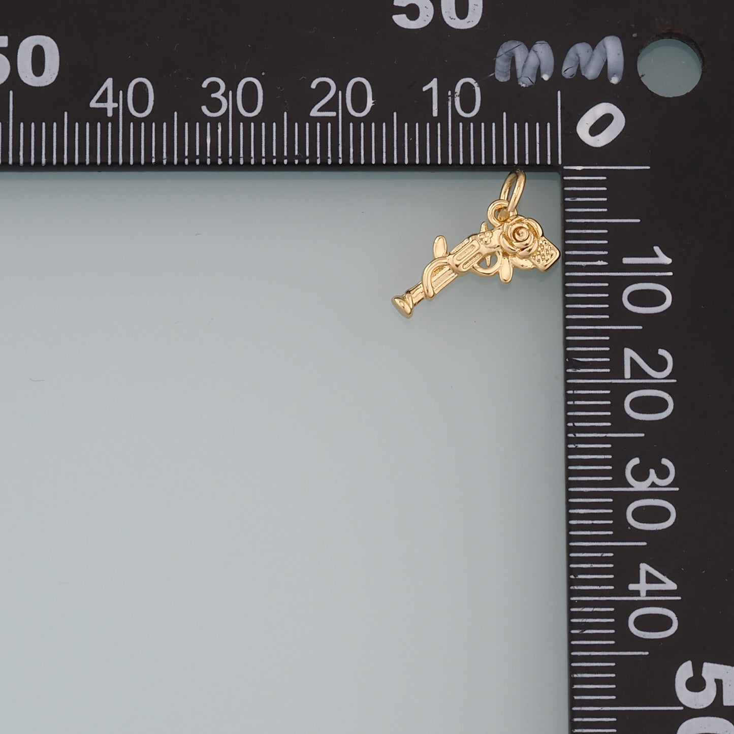 Gold Rose Gun Charms,18K Gold Filled Gun Pendant,Gun Charm Bracelet Necklace for DIY Jewelry Making Supply