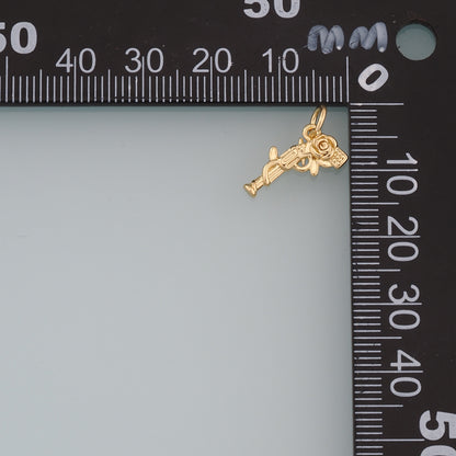 Gold Rose Gun Charms,18K Gold Filled Gun Pendant,Gun Charm Bracelet Necklace for DIY Jewelry Making Supply