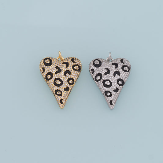 Gold Heart Charms,18K Gold Filled Heart Pendant,CZ Heart Charm Bracelet Necklace for DIY Jewelry Making Supply