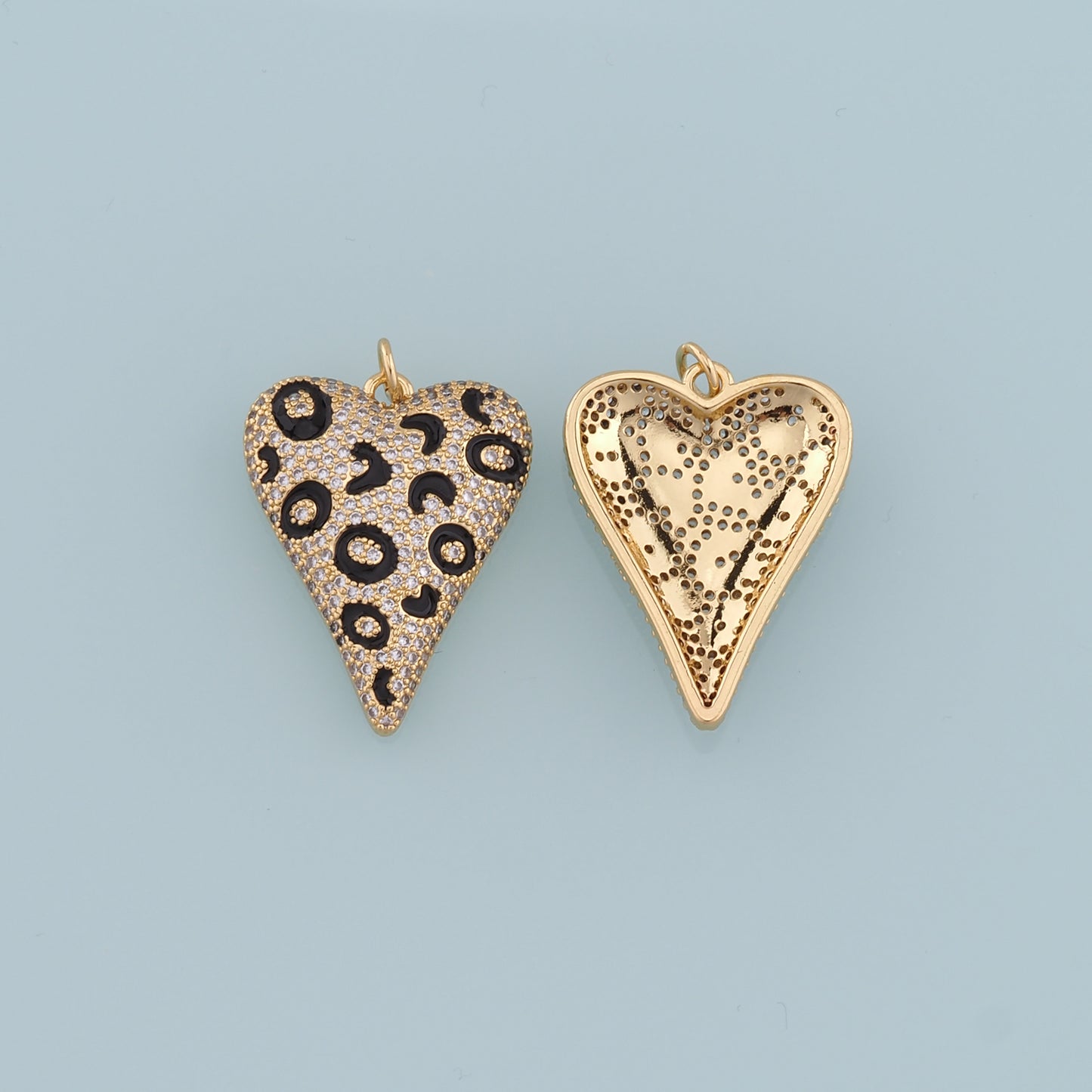 Gold Heart Charms,18K Gold Filled Heart Pendant,CZ Heart Charm Bracelet Necklace for DIY Jewelry Making Supply