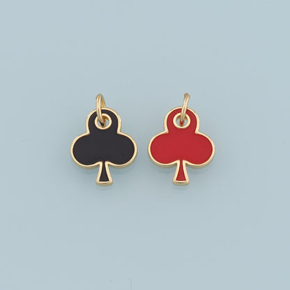 Gold Poker Charms,18K Gold Filled Poker Pendant,Enamel Plum Blossom Charm Bracelet Necklace for DIY Jewelry Making Supply