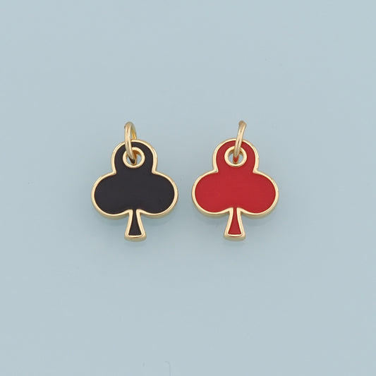 Gold Poker Charms,18K Gold Filled Poker Pendant,Enamel Plum Blossom Charm Bracelet Necklace for DIY Jewelry Making Supply