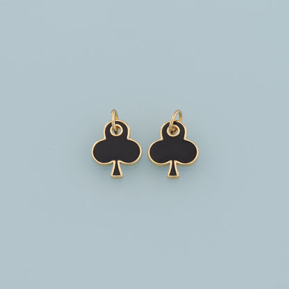 Gold Poker Charms,18K Gold Filled Poker Pendant,Enamel Plum Blossom Charm Bracelet Necklace for DIY Jewelry Making Supply