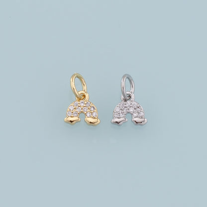 Gold Rainbow Charms,18K Gold Filled CZ Rainbow Pendant,Silver Rainbow Charm Bracelet Necklace for DIY Jewelry Making Supply