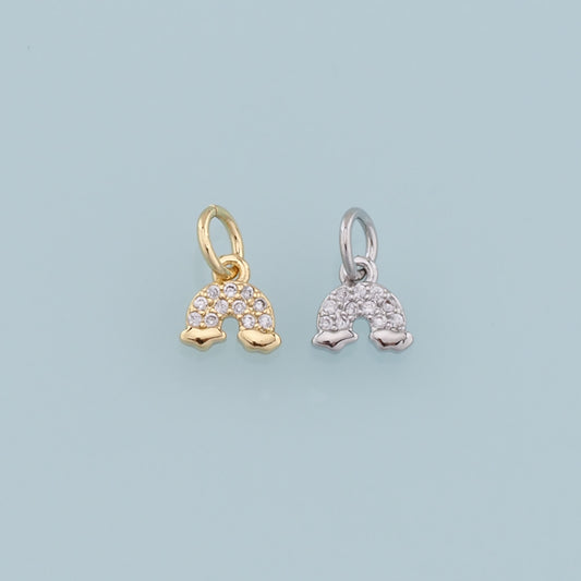Gold Rainbow Charms,18K Gold Filled CZ Rainbow Pendant,Silver Rainbow Charm Bracelet Necklace for DIY Jewelry Making Supply