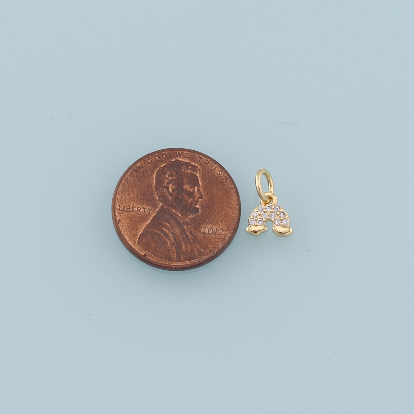 Gold Rainbow Charms,18K Gold Filled CZ Rainbow Pendant,Silver Rainbow Charm Bracelet Necklace for DIY Jewelry Making Supply