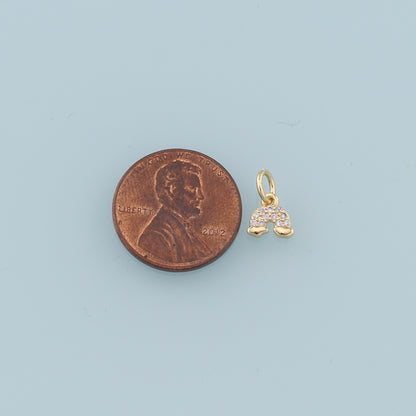 Gold Rainbow Charms,18K Gold Filled CZ Rainbow Pendant,Silver Rainbow Charm Bracelet Necklace for DIY Jewelry Making Supply