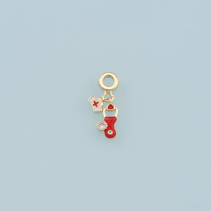 Gold Nurse Cap Charms,18K Gold Filled Stethoscope Pendant,Nurse Charm Bracelet Necklace for DIY Jewelry Making Supply