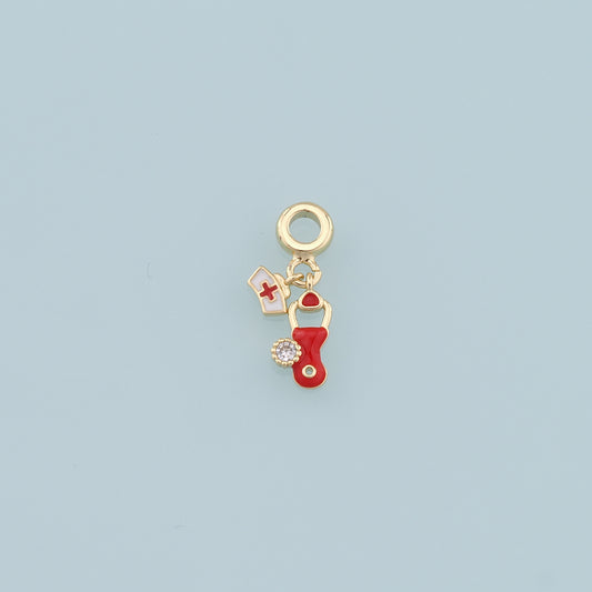 Gold Nurse Cap Charms,18K Gold Filled Stethoscope Pendant,Nurse Charm Bracelet Necklace for DIY Jewelry Making Supply