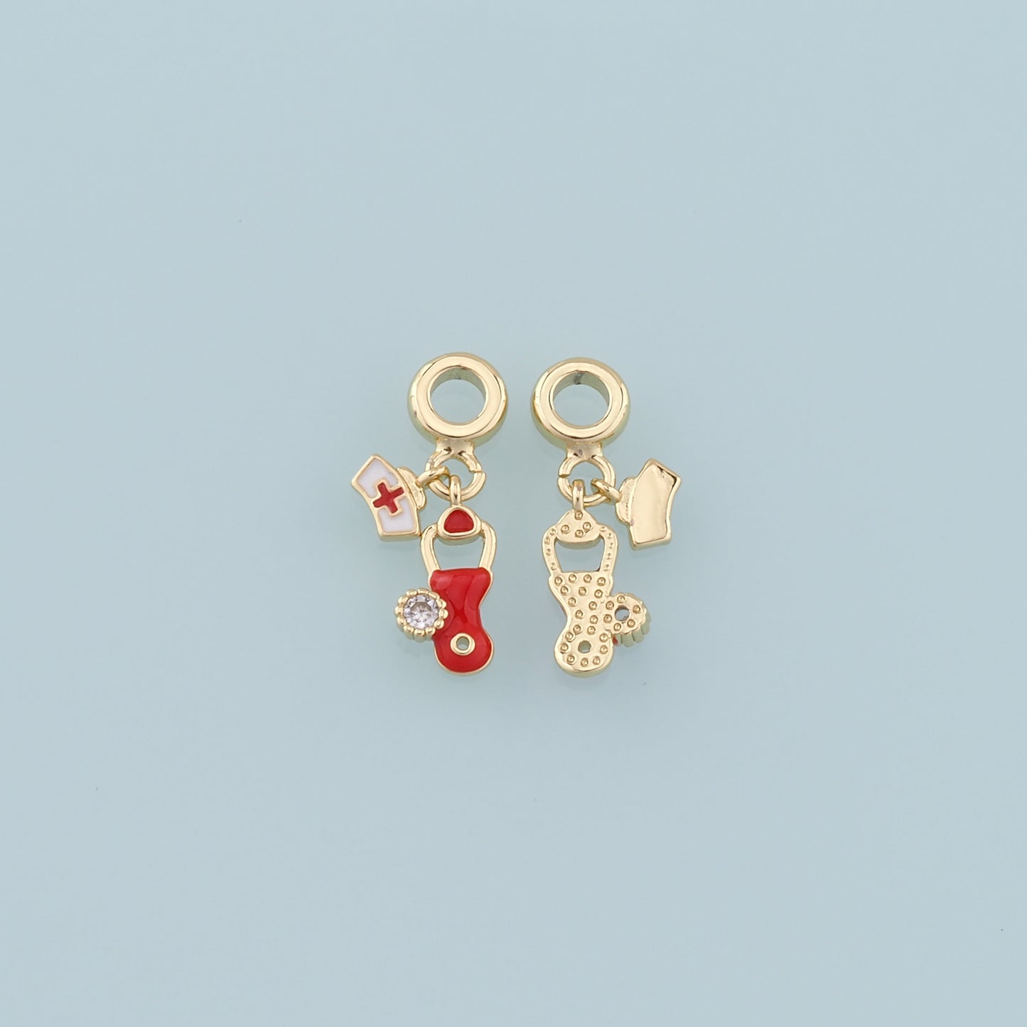 Gold Nurse Cap Charms,18K Gold Filled Stethoscope Pendant,Nurse Charm Bracelet Necklace for DIY Jewelry Making Supply