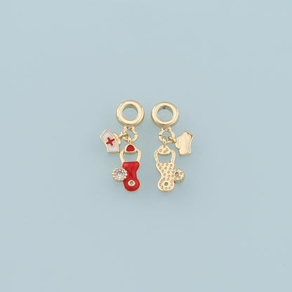 Gold Nurse Cap Charms,18K Gold Filled Stethoscope Pendant,Nurse Charm Bracelet Necklace for DIY Jewelry Making Supply