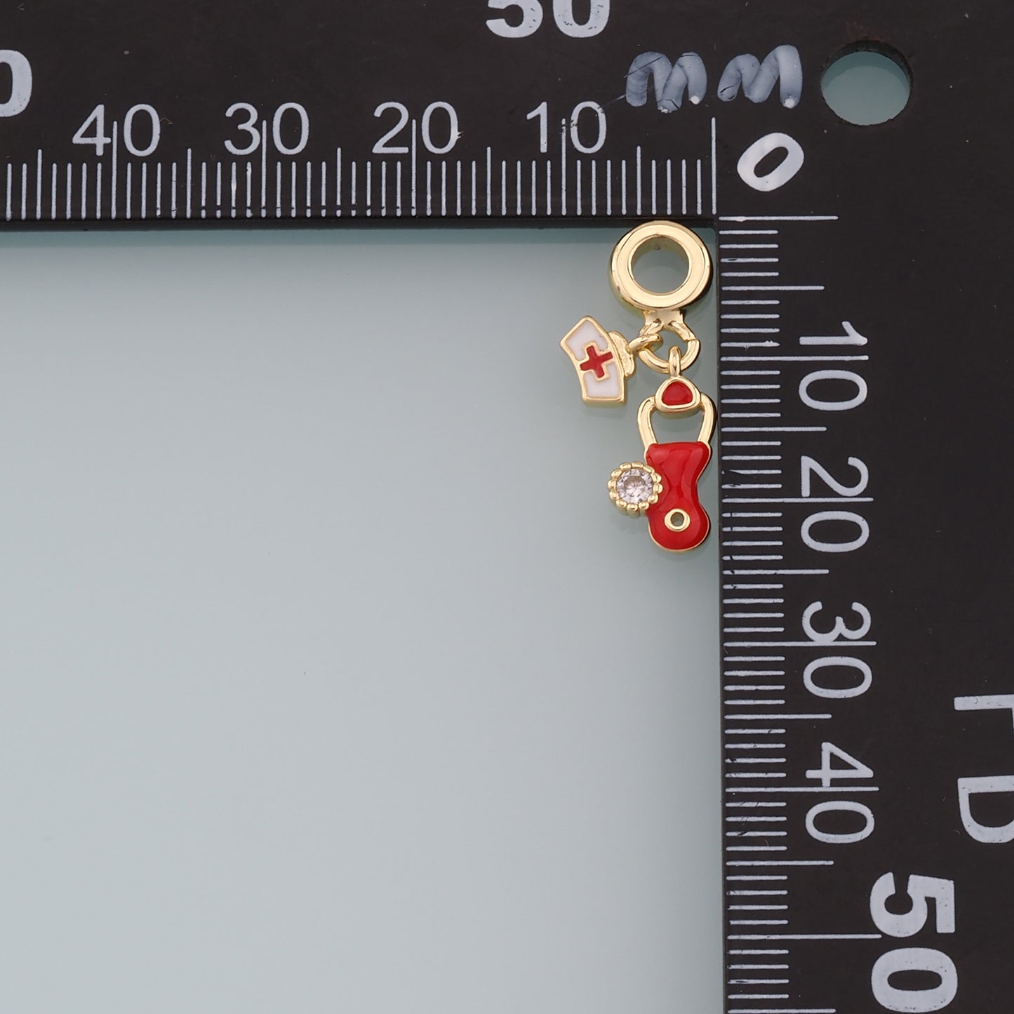 Gold Nurse Cap Charms,18K Gold Filled Stethoscope Pendant,Nurse Charm Bracelet Necklace for DIY Jewelry Making Supply