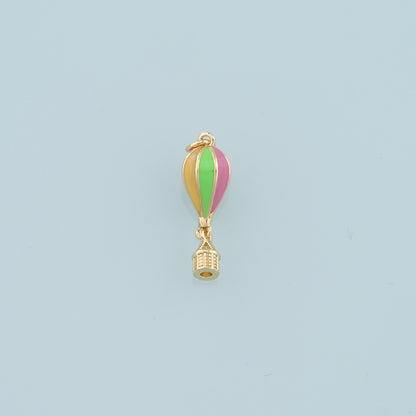 18K Gold Filled Hot air balloon Pendant,Enamel Hot air balloon Charm Bracelet Necklace for DIY Jewelry Making Supply