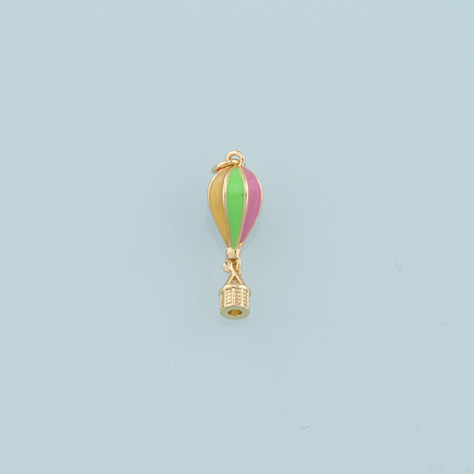 18K Gold Filled Hot air balloon Pendant,Enamel Hot air balloon Charm Bracelet Necklace for DIY Jewelry Making Supply