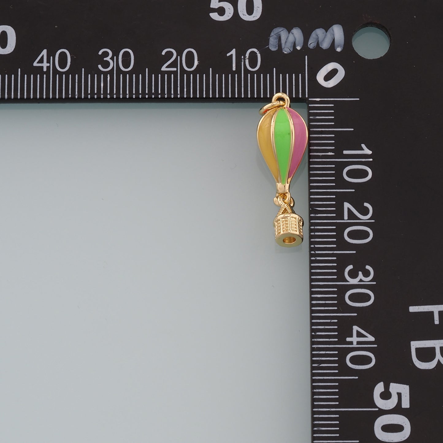 18K Gold Filled Hot air balloon Pendant,Enamel Hot air balloon Charm Bracelet Necklace for DIY Jewelry Making Supply