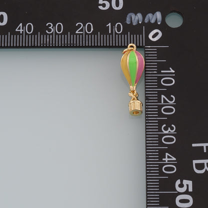 18K Gold Filled Hot air balloon Pendant,Enamel Hot air balloon Charm Bracelet Necklace for DIY Jewelry Making Supply