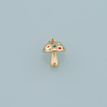 18K Gold Filled Mushroom Pendant,Mushroom Charm Bracelet Necklace for DIY Jewelry Making Supply