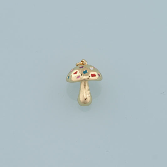 18K Gold Filled Mushroom Pendant,Mushroom Charm Bracelet Necklace for DIY Jewelry Making Supply