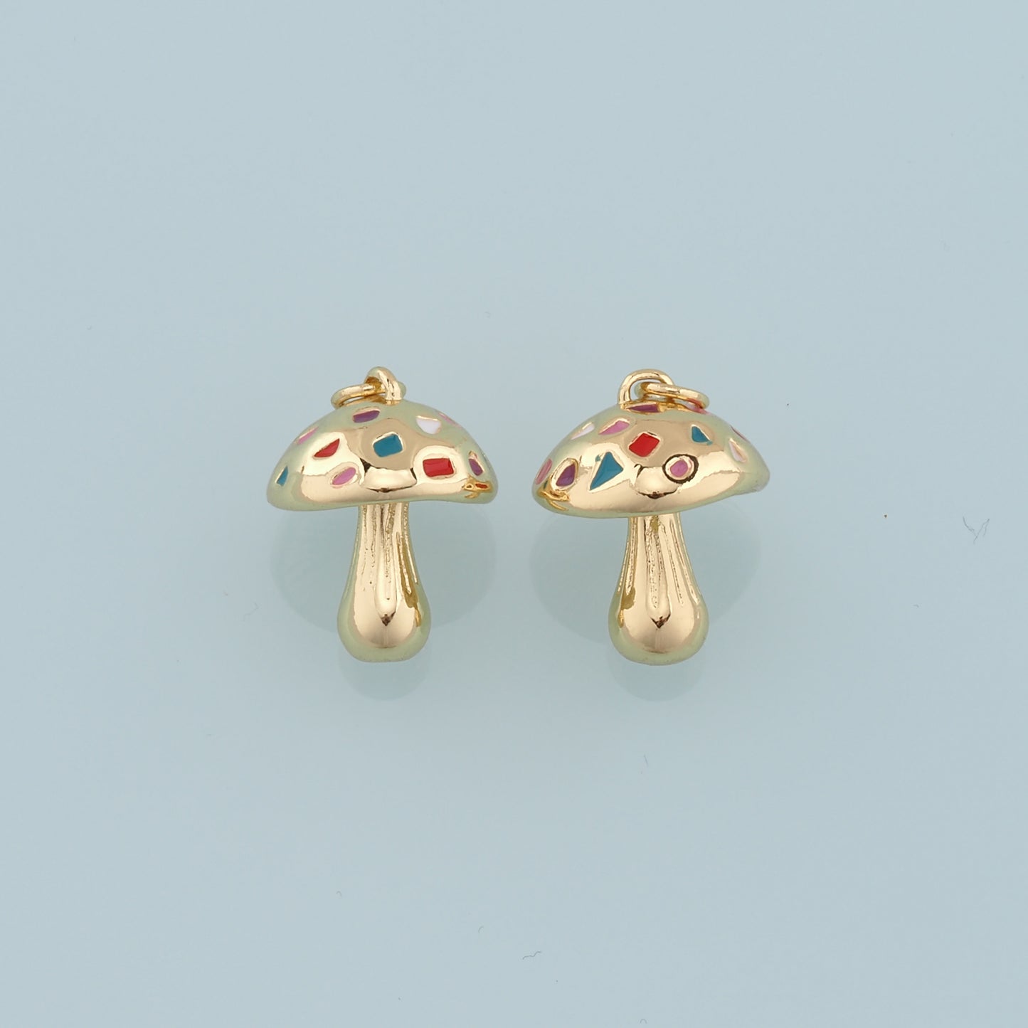 18K Gold Filled Mushroom Pendant,Mushroom Charm Bracelet Necklace for DIY Jewelry Making Supply