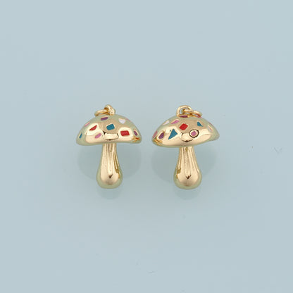 18K Gold Filled Mushroom Pendant,Mushroom Charm Bracelet Necklace for DIY Jewelry Making Supply