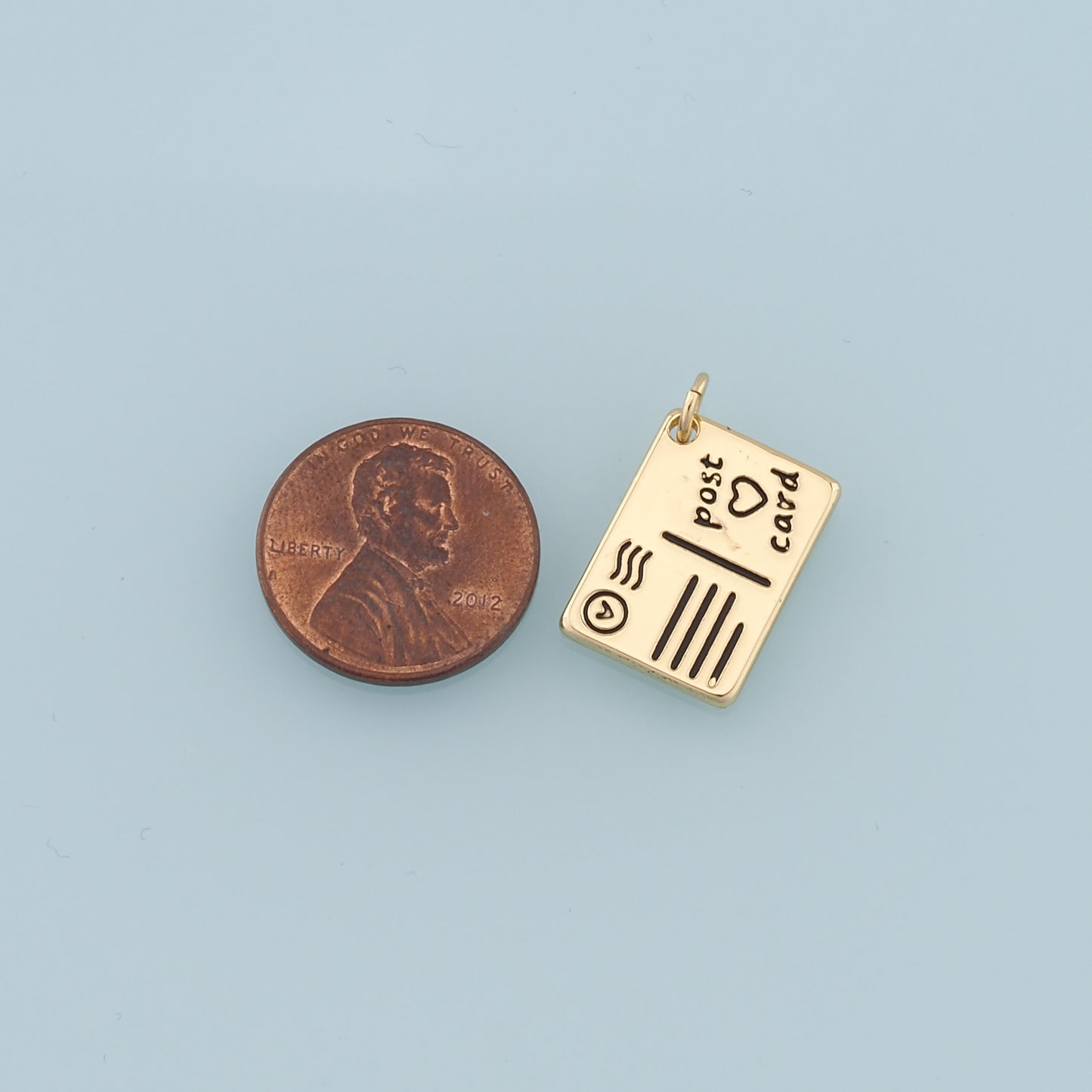 18K Gold Filled Postcard Pendant,Travel Charm Bracelet Necklace for DIY Jewelry Making Supply