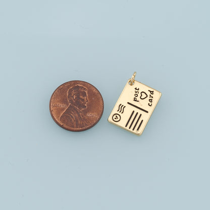 18K Gold Filled Postcard Pendant,Travel Charm Bracelet Necklace for DIY Jewelry Making Supply