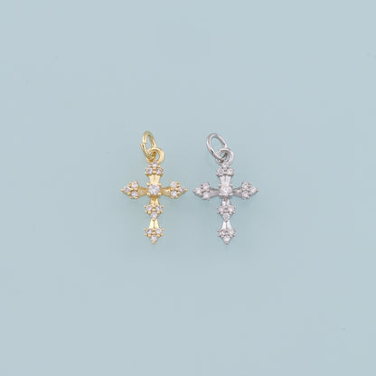 Gold Cross Charms,18K Gold Filled Cross Pendant,CZ Micro Pave Cross Charm Bracelet Necklace for DIY Jewelry Making Supply