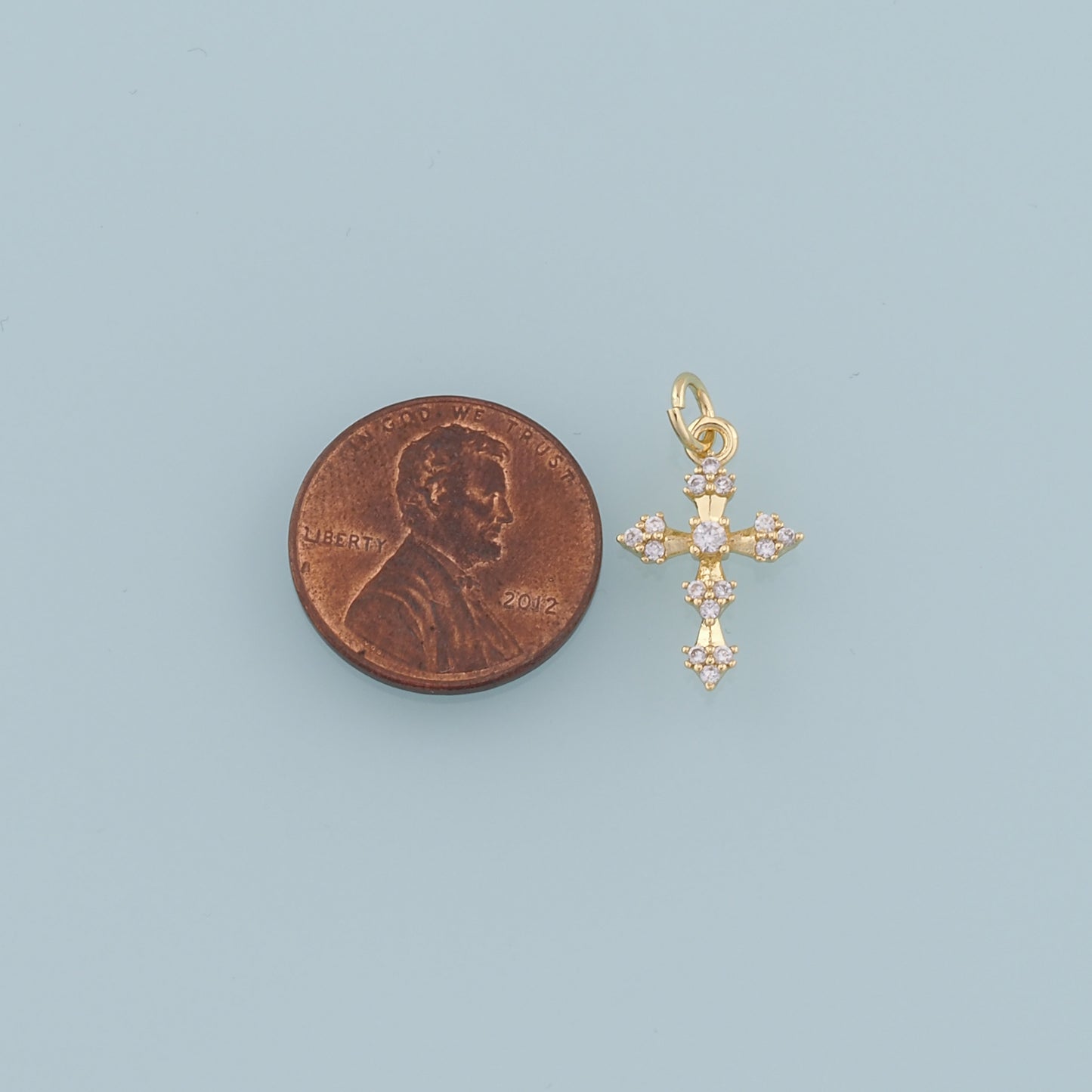 Gold Cross Charms,18K Gold Filled Cross Pendant,CZ Micro Pave Cross Charm Bracelet Necklace for DIY Jewelry Making Supply
