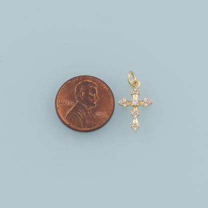 Gold Cross Charms,18K Gold Filled Cross Pendant,CZ Micro Pave Cross Charm Bracelet Necklace for DIY Jewelry Making Supply