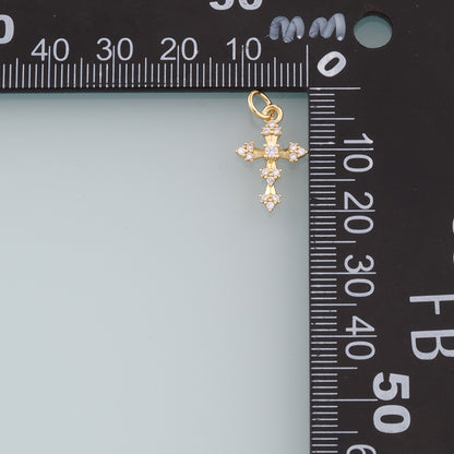 Gold Cross Charms,18K Gold Filled Cross Pendant,CZ Micro Pave Cross Charm Bracelet Necklace for DIY Jewelry Making Supply