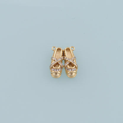 Gold Ballerina Shoes Dangle Charms,18K Gold Filled Flat Shoes Pendant,Shoes Charm Bracelet Necklace for DIY Jewelry Making Supply