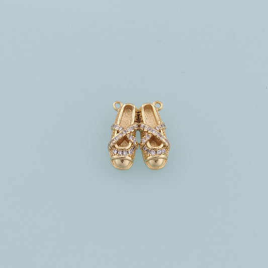 Gold Ballerina Shoes Dangle Charms,18K Gold Filled Flat Shoes Pendant,Shoes Charm Bracelet Necklace for DIY Jewelry Making Supply