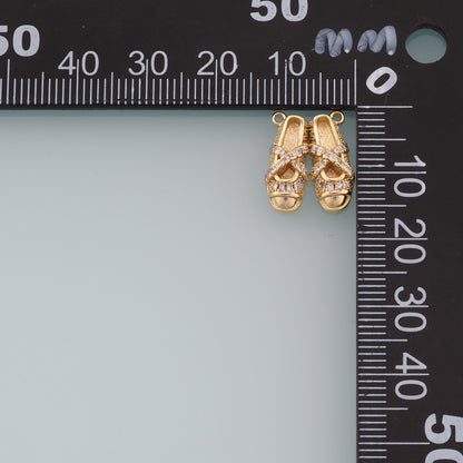 Gold Ballerina Shoes Dangle Charms,18K Gold Filled Flat Shoes Pendant,Shoes Charm Bracelet Necklace for DIY Jewelry Making Supply