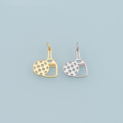 Gold Pickle Ball Charms,18K Gold Filled pickle ball Pendant,Sports Racket Charm Bracelet Necklace for DIY Jewelry Making Supply