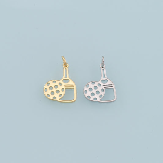 Gold Pickle Ball Charms,18K Gold Filled pickle ball Pendant,Sports Racket Charm Bracelet Necklace for DIY Jewelry Making Supply