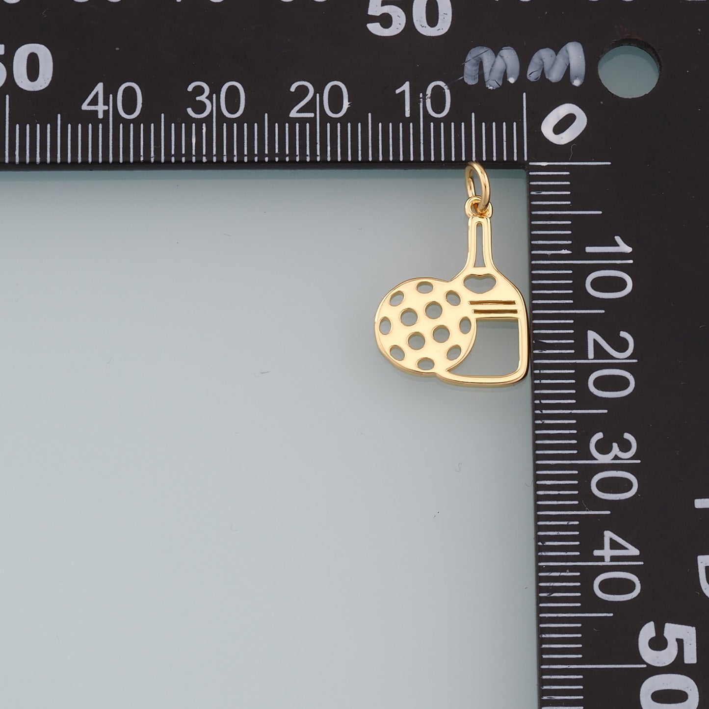 Gold Pickle Ball Charms,18K Gold Filled pickle ball Pendant,Sports Racket Charm Bracelet Necklace for DIY Jewelry Making Supply
