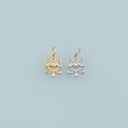Gold Lotus Charms,18K Gold Filled Lotus Pendant,CZ Lotus Charm Bracelet Necklace for DIY Jewelry Making Supply