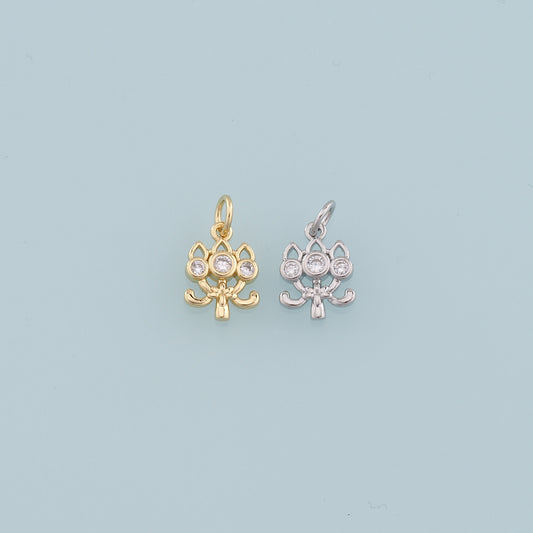 Gold Lotus Charms,18K Gold Filled Lotus Pendant,CZ Lotus Charm Bracelet Necklace for DIY Jewelry Making Supply
