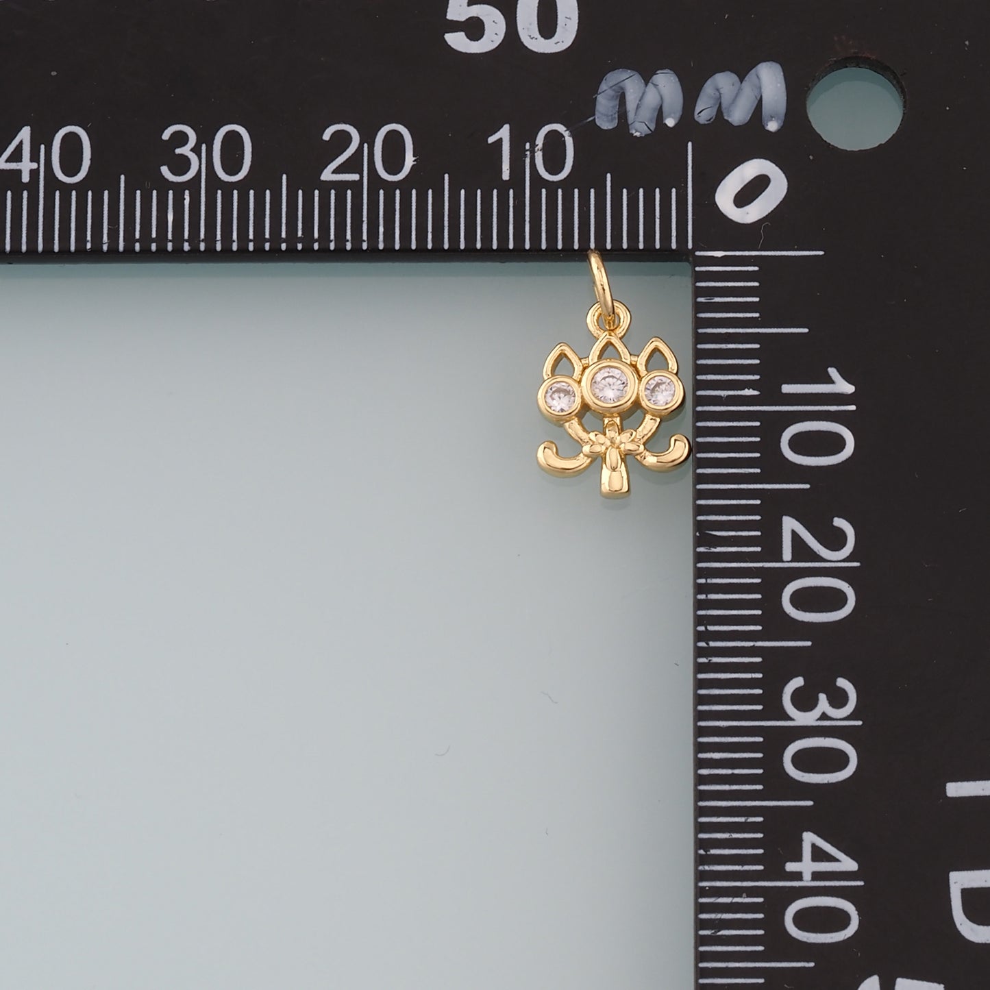Gold Lotus Charms,18K Gold Filled Lotus Pendant,CZ Lotus Charm Bracelet Necklace for DIY Jewelry Making Supply