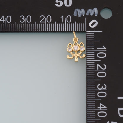 Gold Lotus Charms,18K Gold Filled Lotus Pendant,CZ Lotus Charm Bracelet Necklace for DIY Jewelry Making Supply