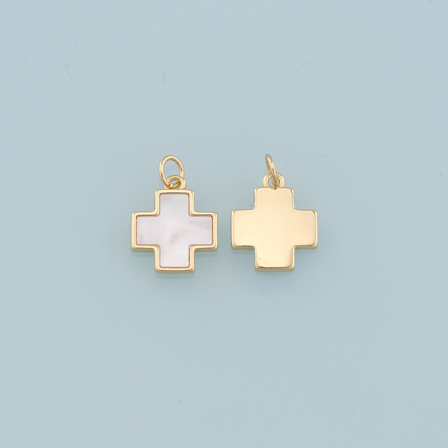 Gold Cross Charms,18K Gold Filled Cross Pendant,Shell Cross Charm Bracelet Necklace for DIY Jewelry Making Supply