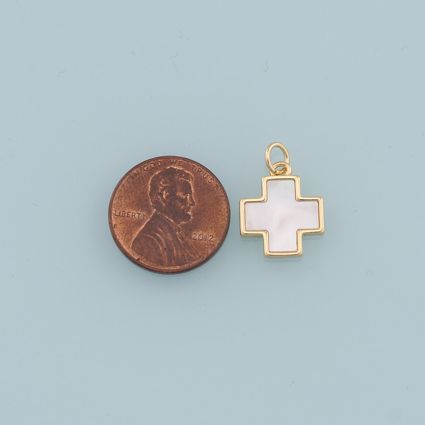 Gold Cross Charms,18K Gold Filled Cross Pendant,Shell Cross Charm Bracelet Necklace for DIY Jewelry Making Supply