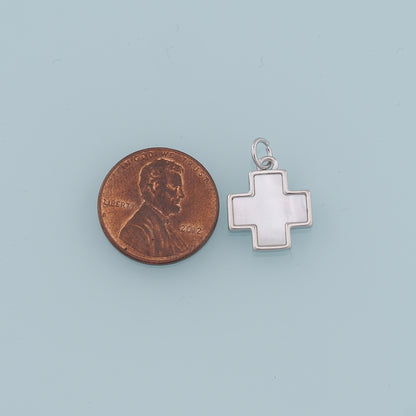 Gold Cross Charms,18K Gold Filled Cross Pendant,Shell Cross Charm Bracelet Necklace for DIY Jewelry Making Supply