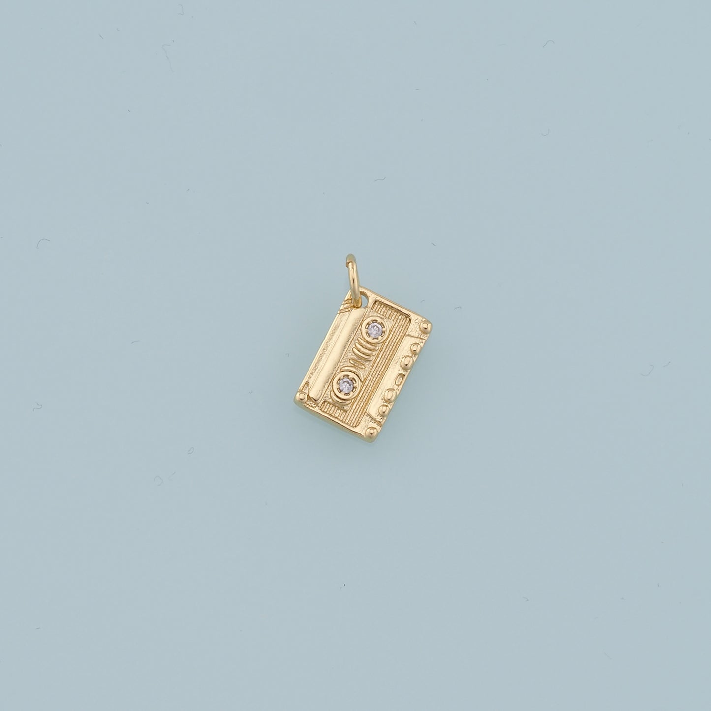18K Gold Filled Tape Pendant,Cassette Tape Charm Bracelet Necklace for DIY Jewelry Making Supply