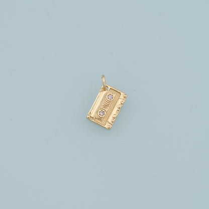18K Gold Filled Tape Pendant,Cassette Tape Charm Bracelet Necklace for DIY Jewelry Making Supply