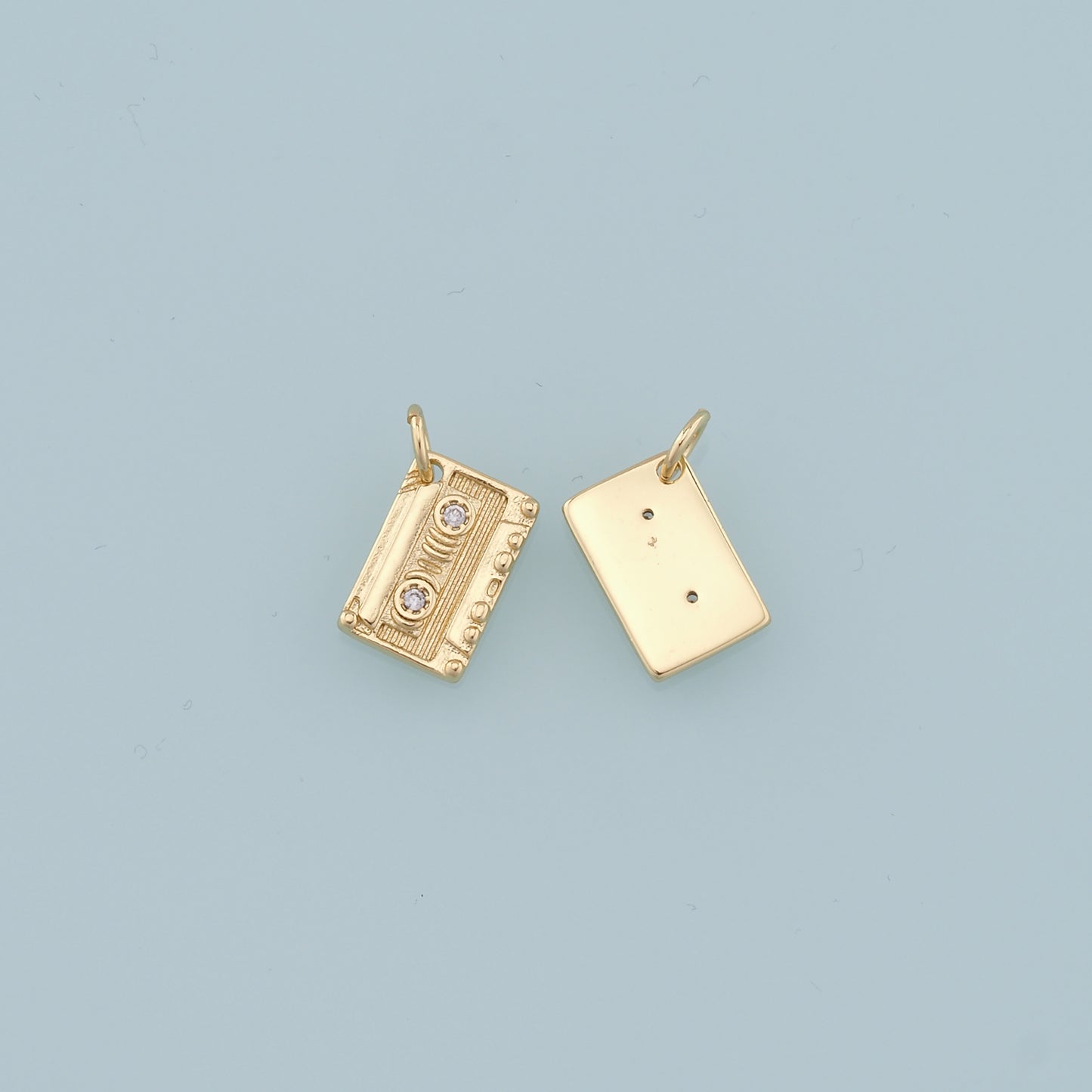 18K Gold Filled Tape Pendant,Cassette Tape Charm Bracelet Necklace for DIY Jewelry Making Supply