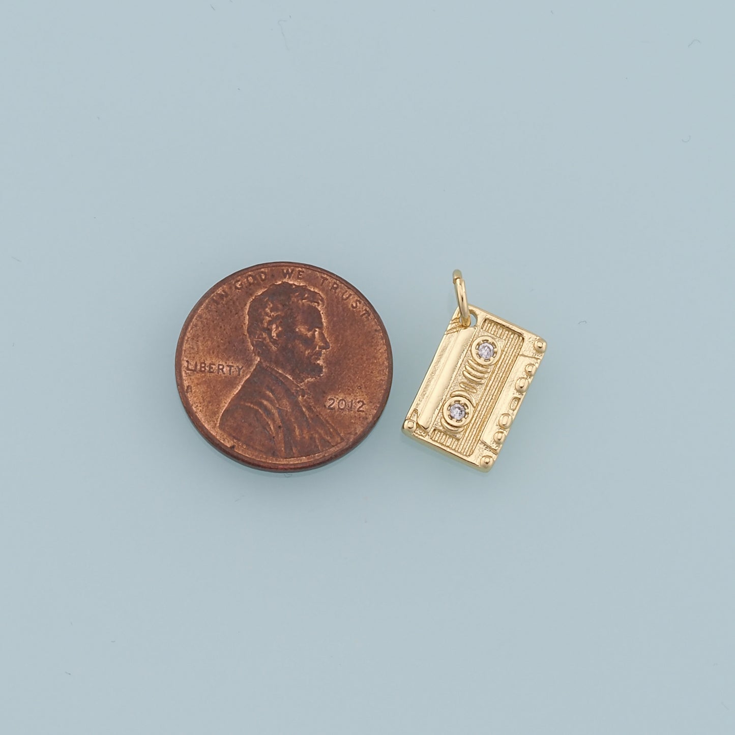 18K Gold Filled Tape Pendant,Cassette Tape Charm Bracelet Necklace for DIY Jewelry Making Supply