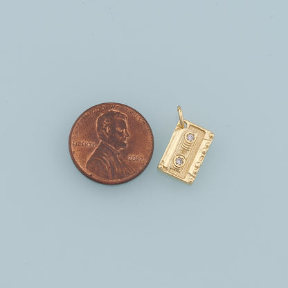 18K Gold Filled Tape Pendant,Cassette Tape Charm Bracelet Necklace for DIY Jewelry Making Supply