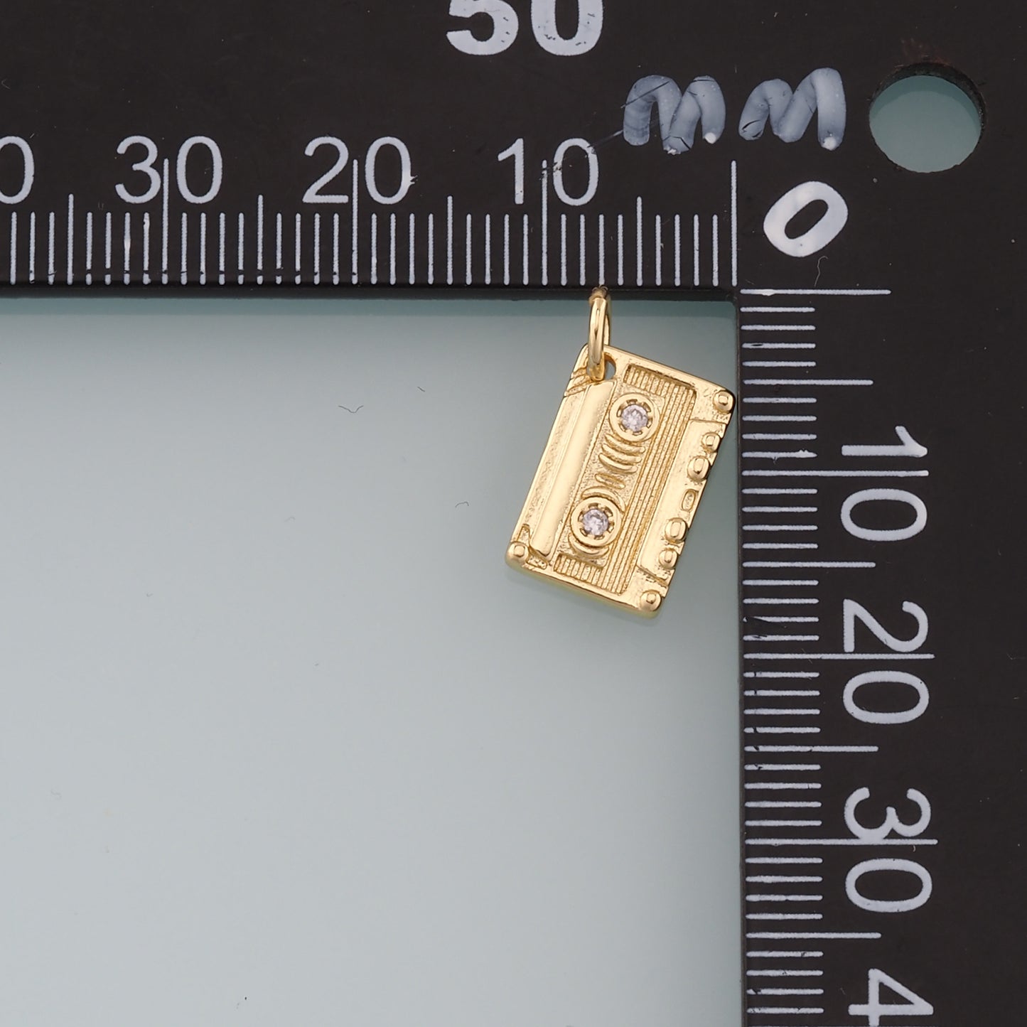 18K Gold Filled Tape Pendant,Cassette Tape Charm Bracelet Necklace for DIY Jewelry Making Supply