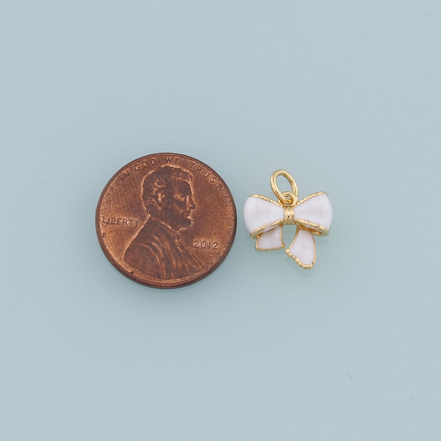 Gold Bow Charms,18K Gold Filled Bow Pendant,Enamel Bow Tie Charm Bracelet Necklace for DIY Jewelry Making Supply